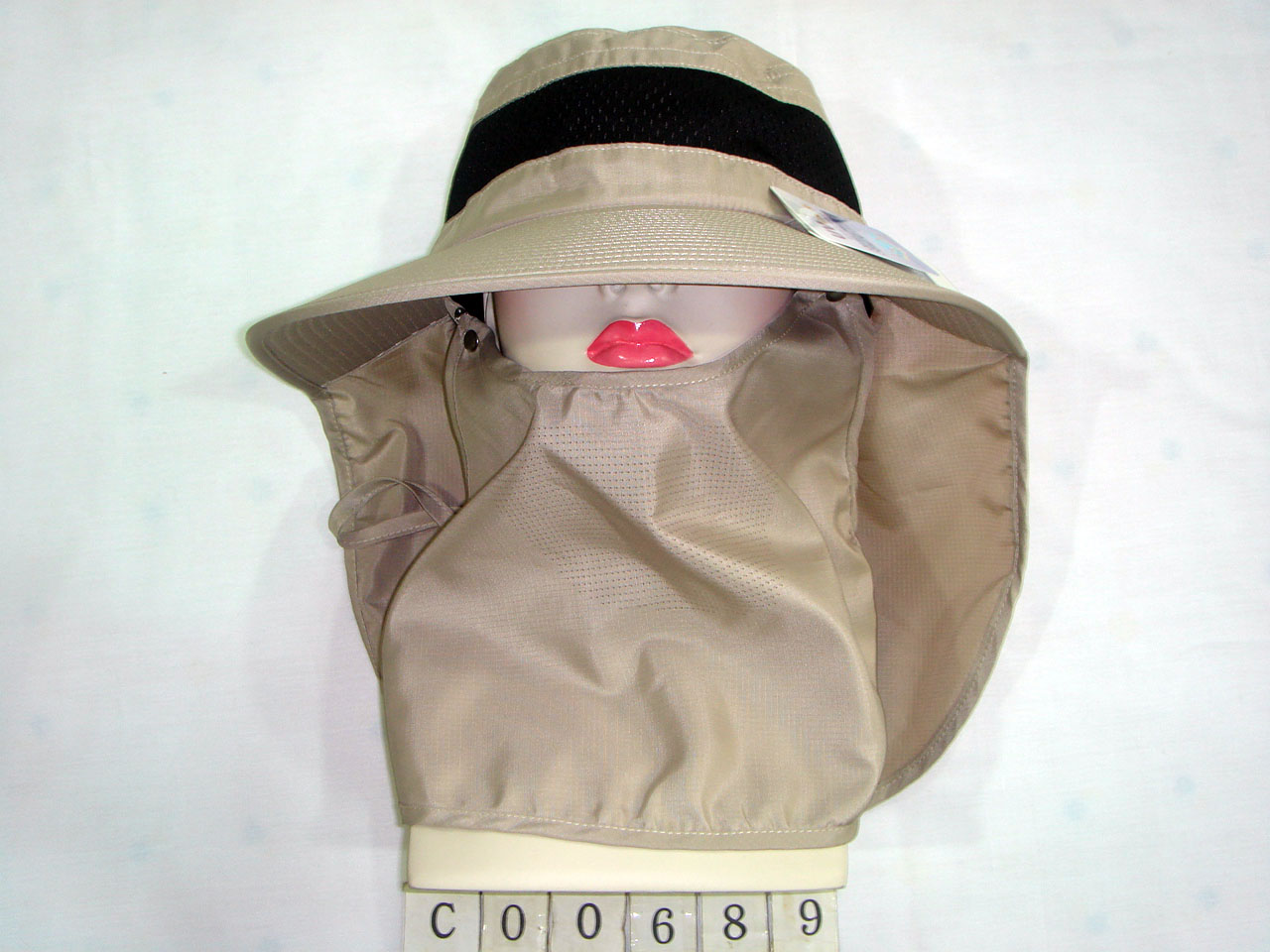 CO0689 固定式後披 可拆護頸 素色戶外休閒帽 三星製帽
