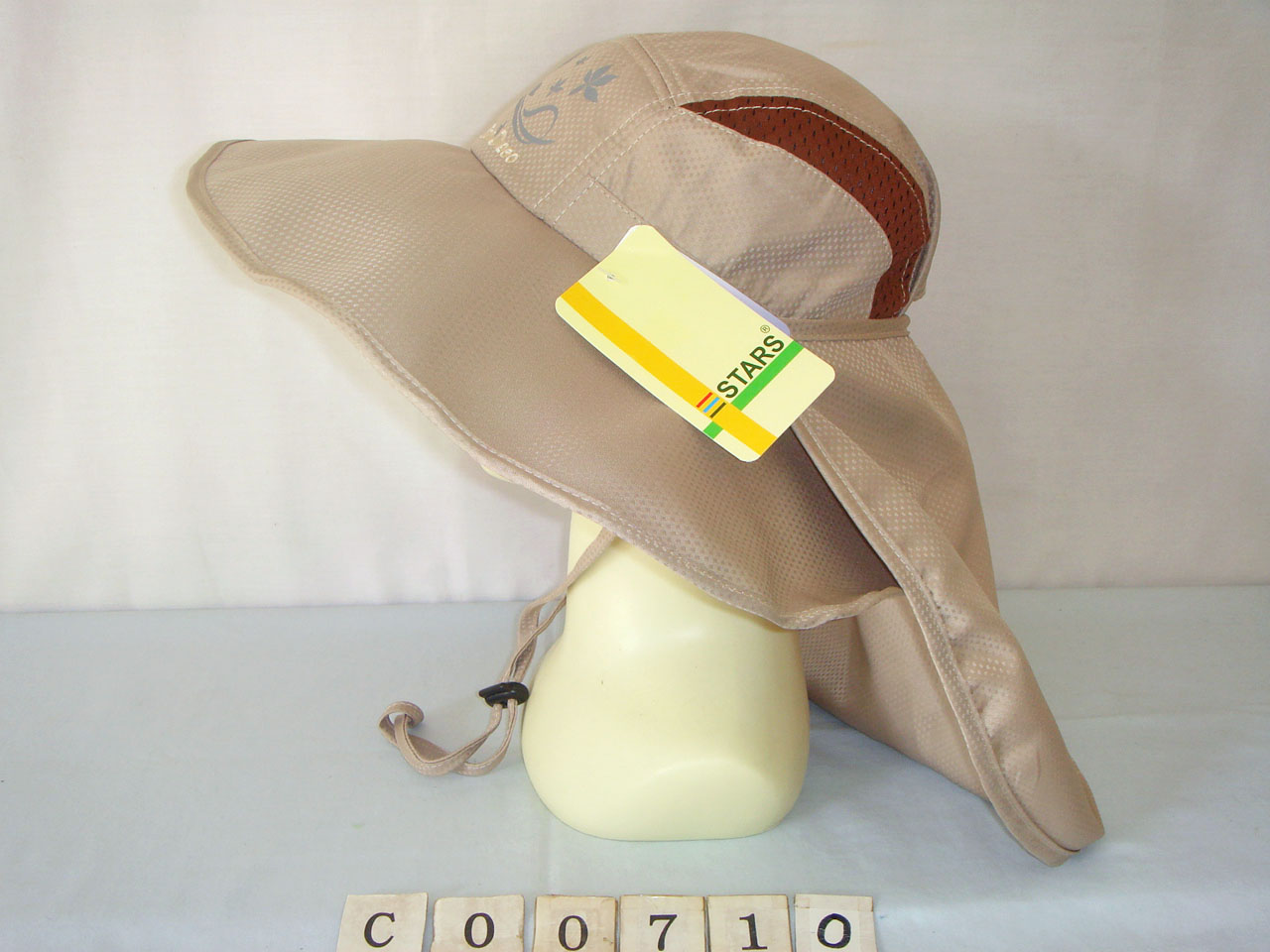 CO0710 可拆式後披 點點布 戶外休閒帽子 SAN DIEGO 三星製帽