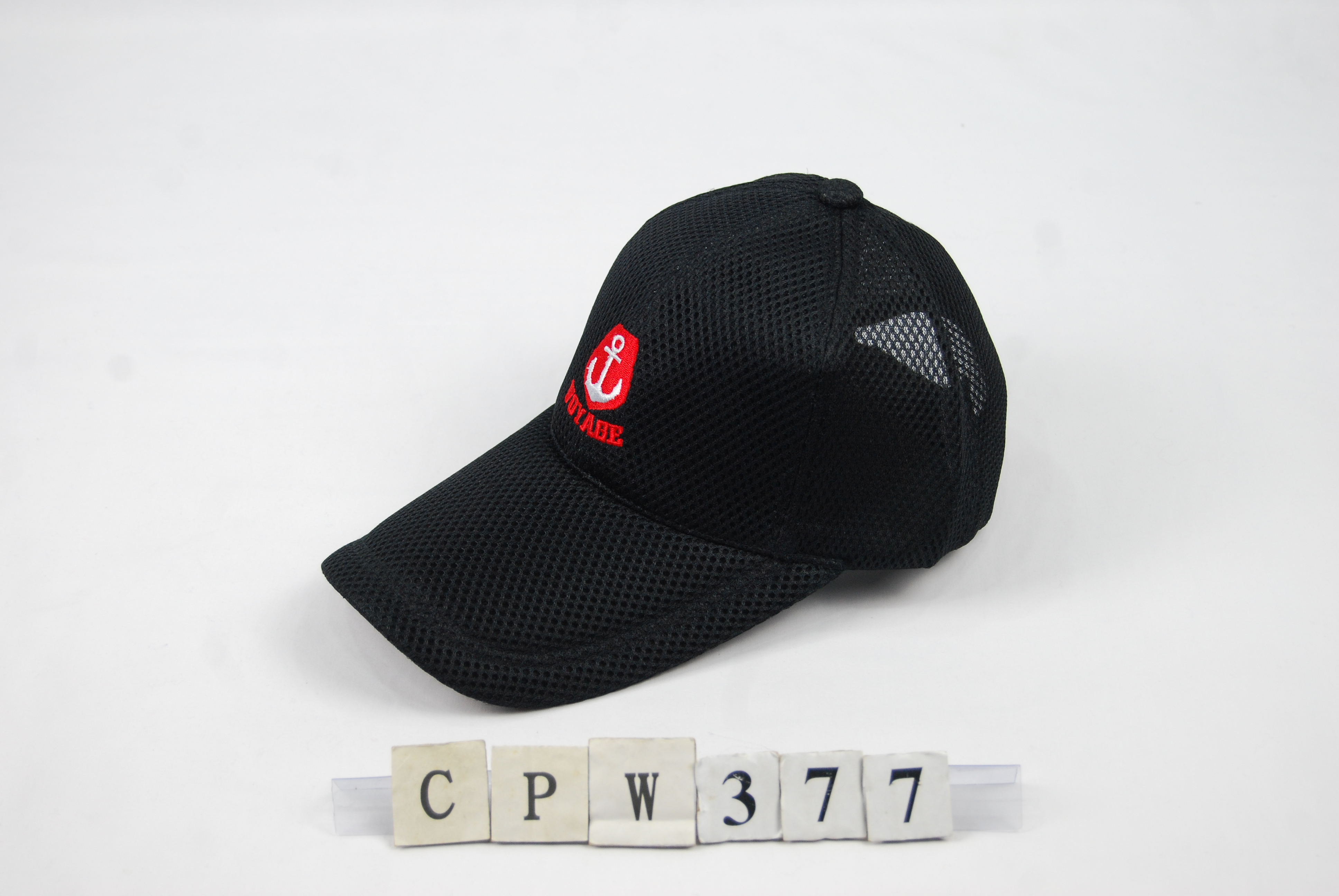 CPW377 素色網帽 刺繡船錨與VOYAGE