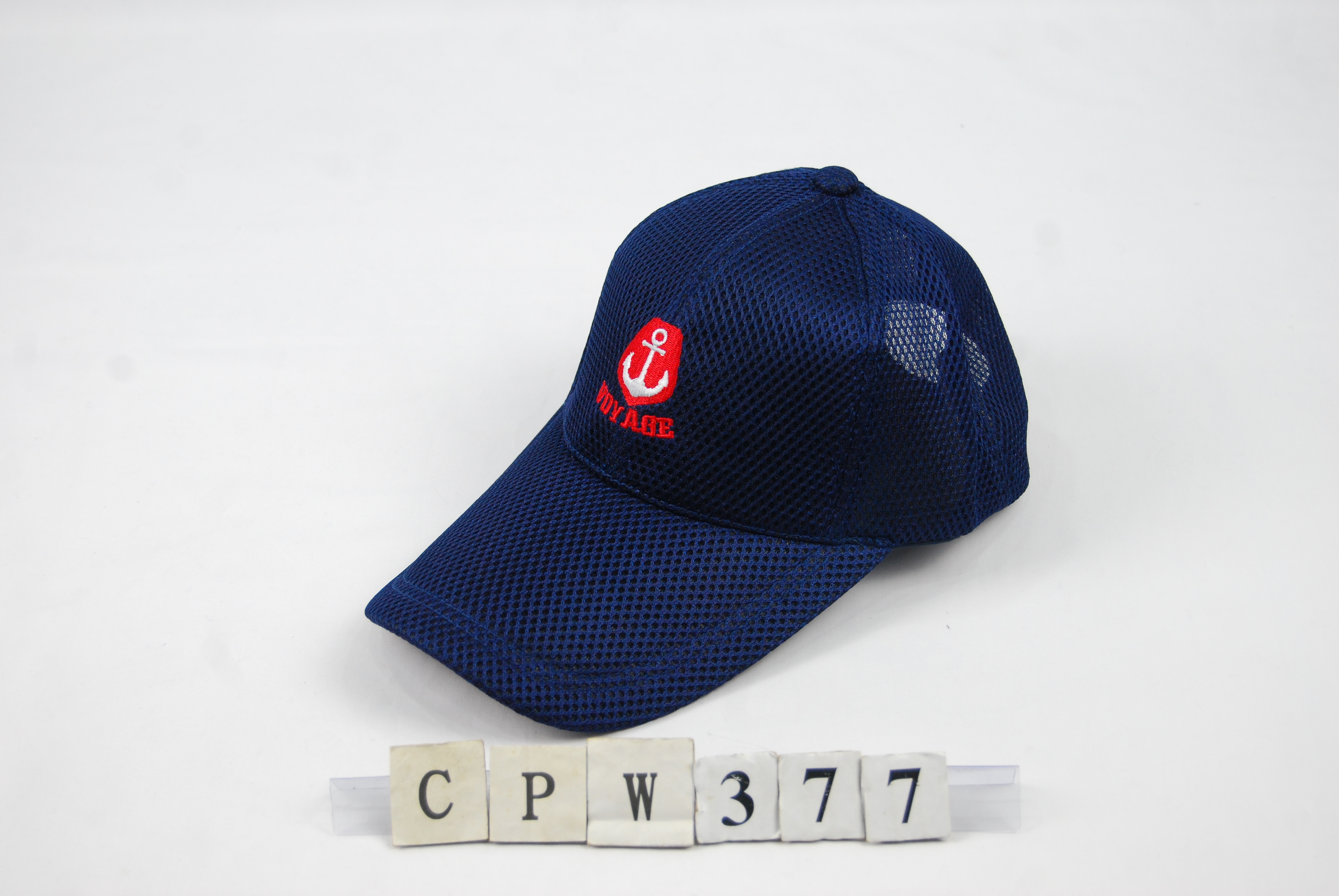 CPW377 素色網帽 刺繡船錨與VOYAGE