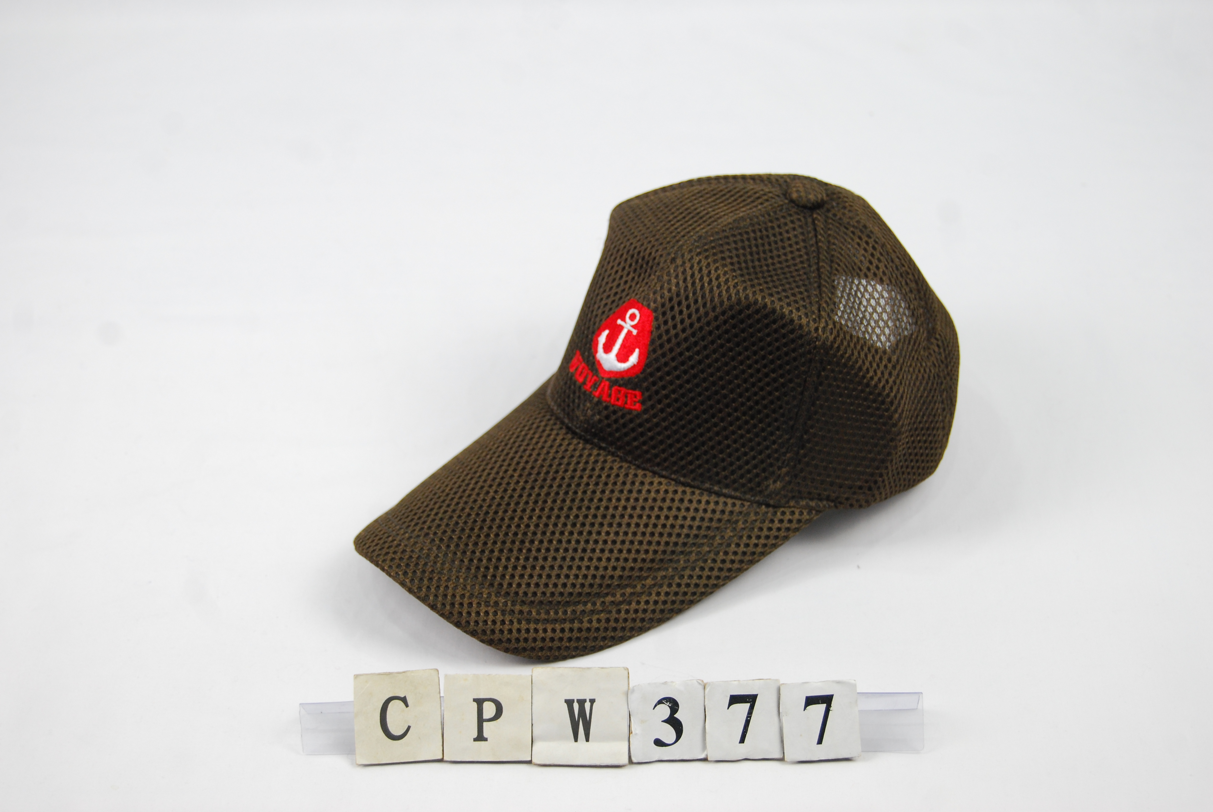CPW377 素色網帽 刺繡船錨與VOYAGE