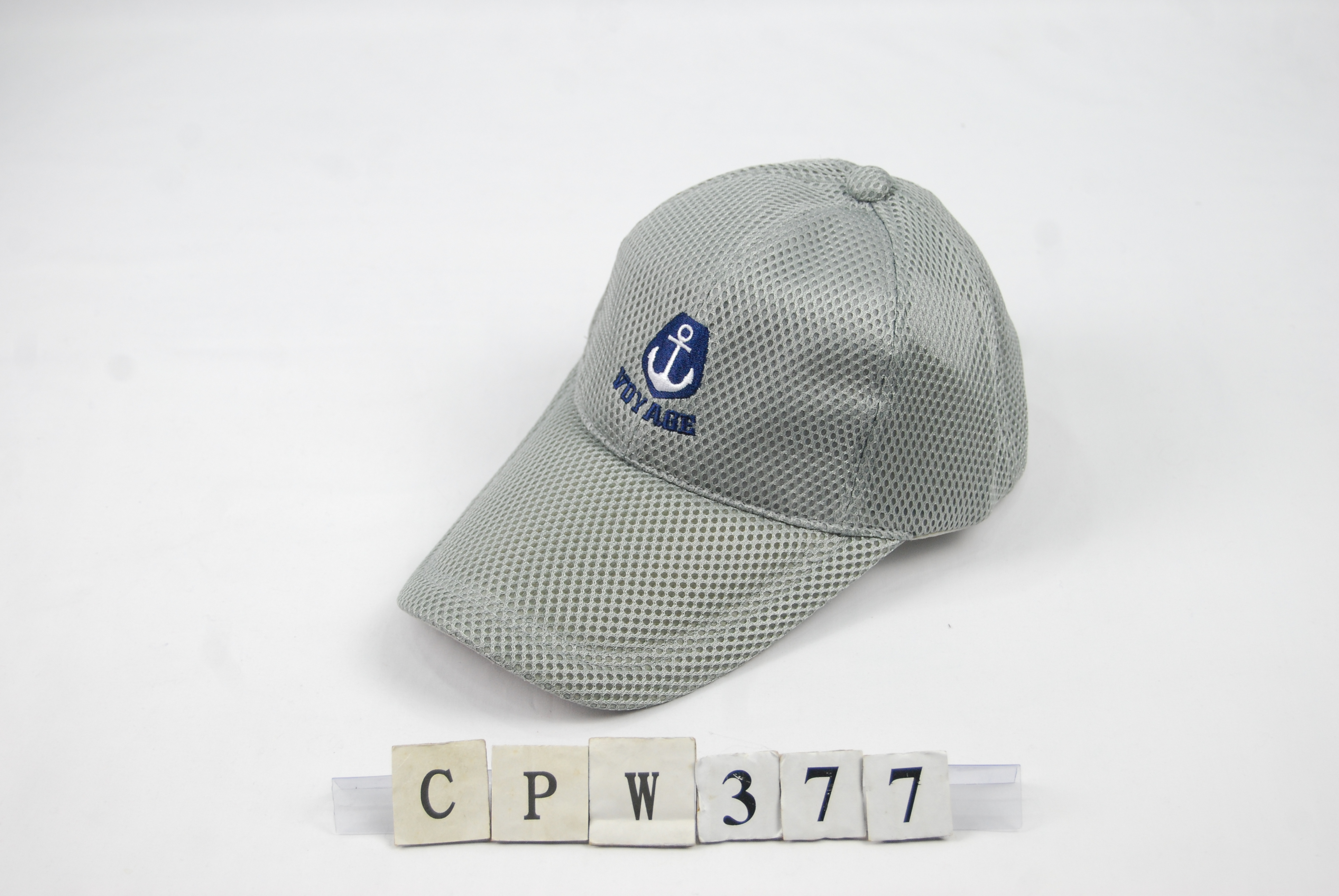 CPW377 素色網帽 刺繡船錨與VOYAGE