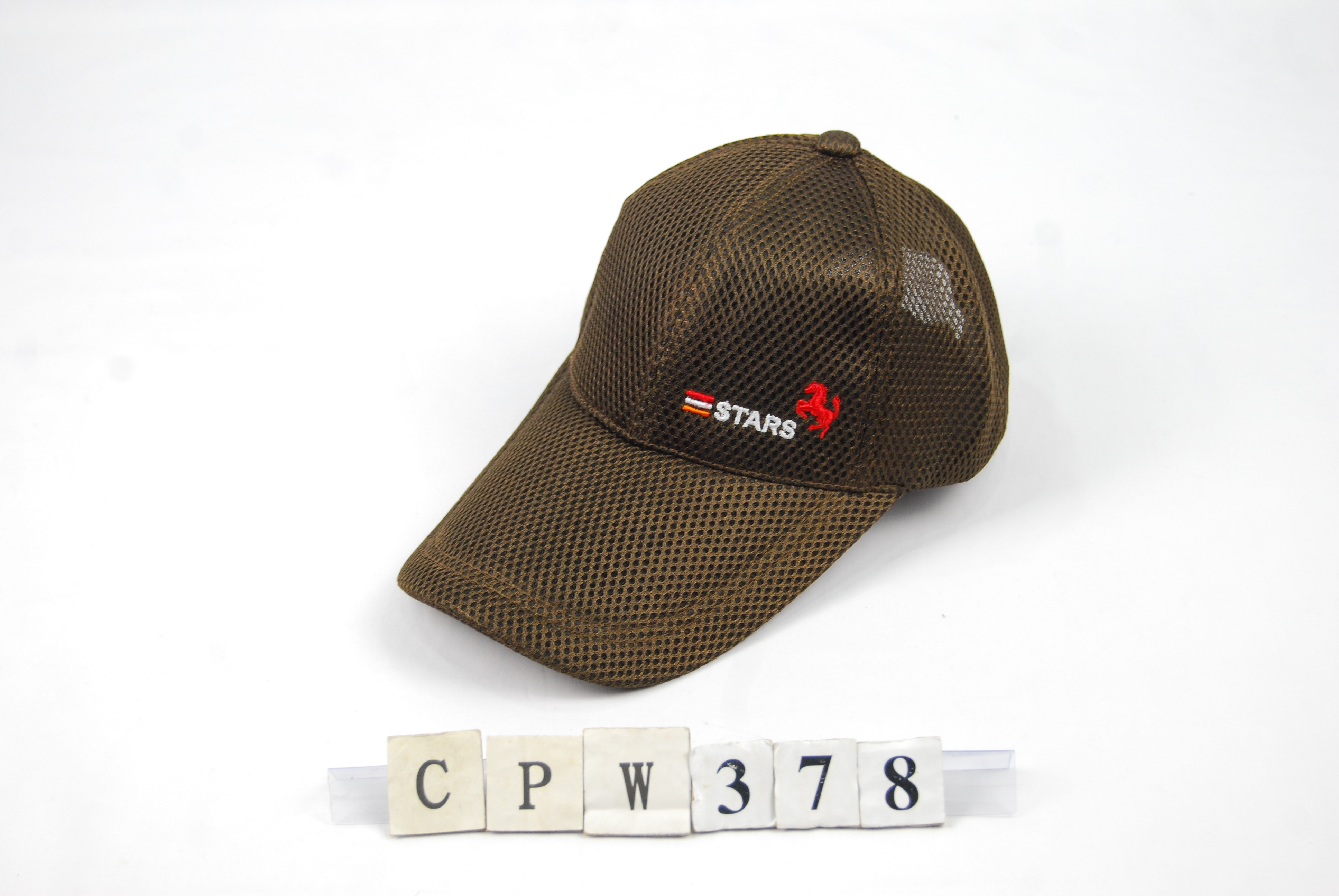 CPW378 素色網帽 刺繡三色三STARS與馬 三星製帽