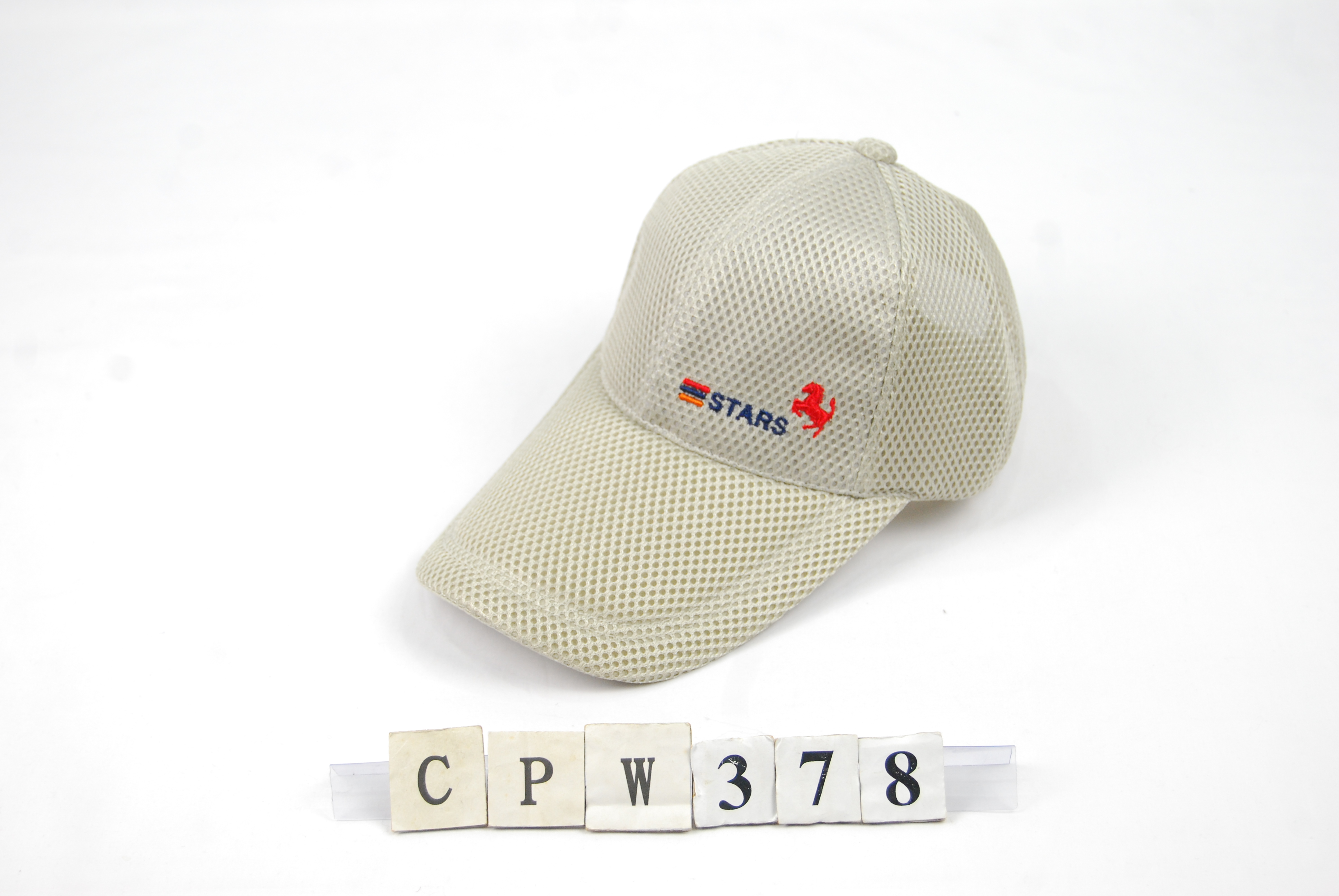 CPW378 素色網帽 刺繡三色三STARS與馬 三星製帽