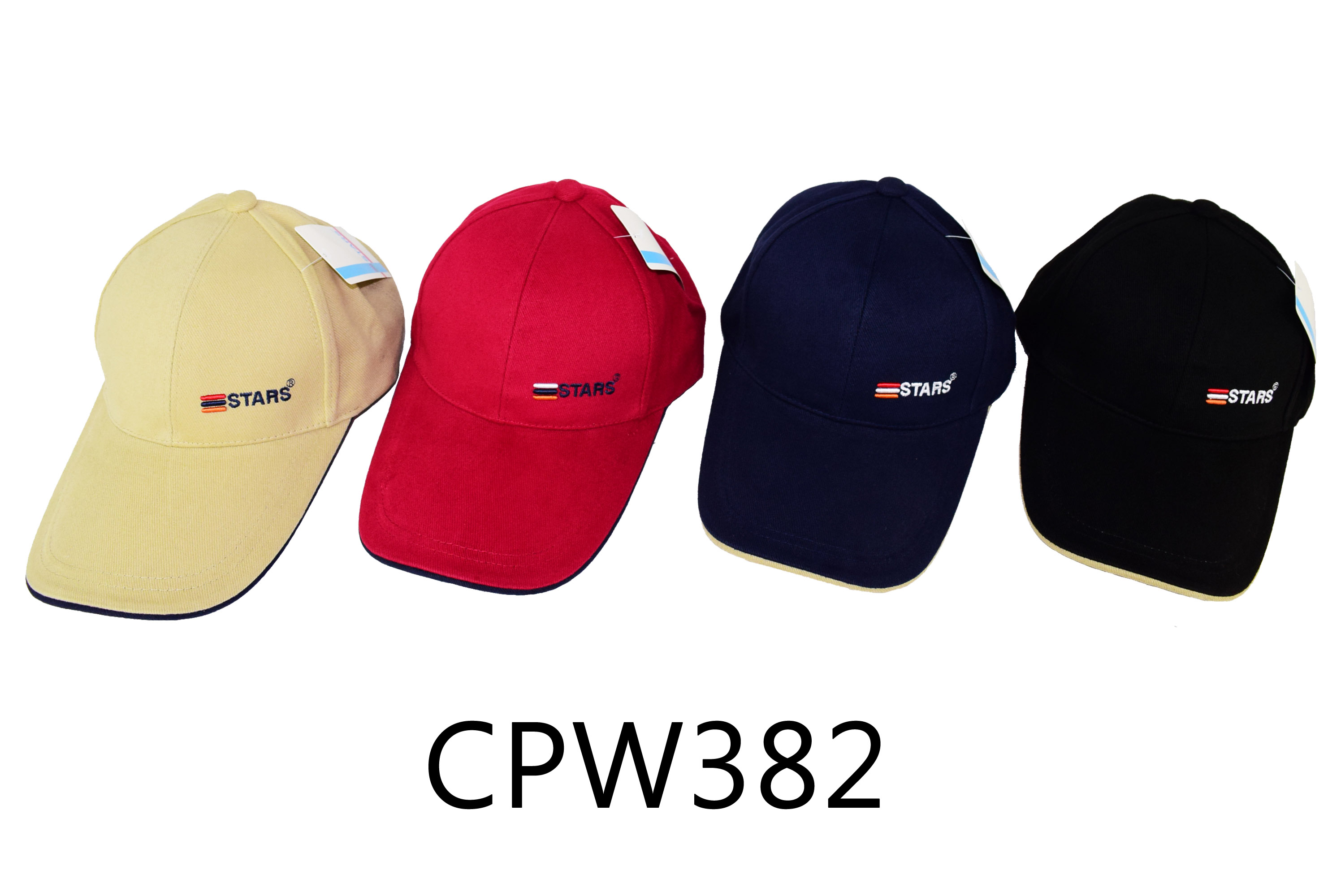 CPW382 素色棉質球帽 繡三色三STARS