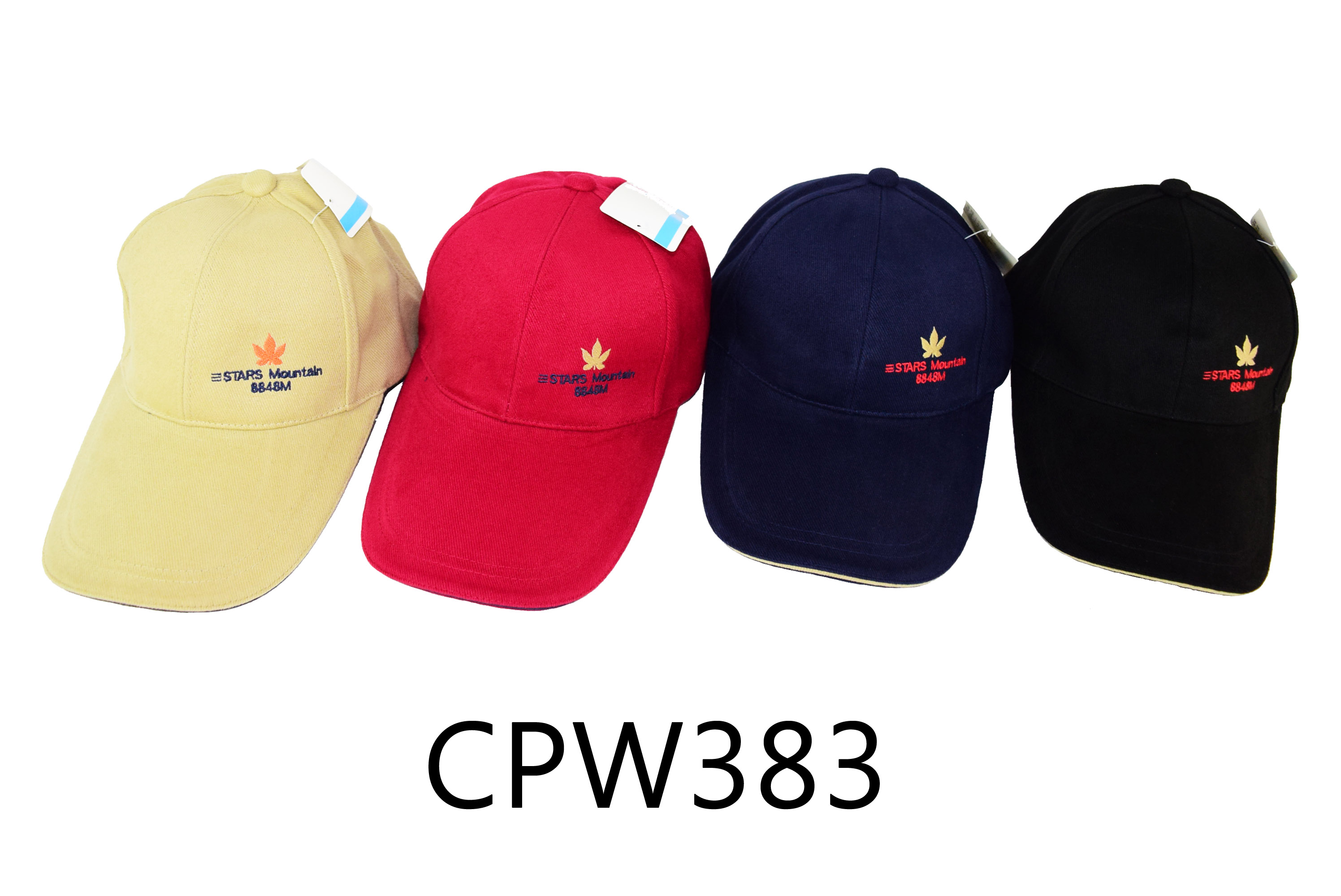 CPW383 素色棉質球帽 繡楓葉和三STARS MOUNTAIN 三星製帽